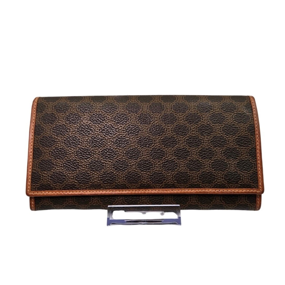 Celine Paris Wallet Brown Macadam Canvas Flap